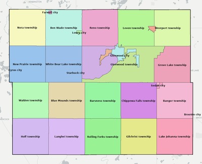 Pope County MN townships and subdivisions map