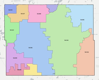 Pope County MN ZIP code boundaries map