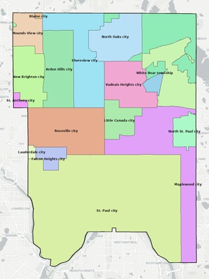 Ramsey County MN townships and subdivisions map