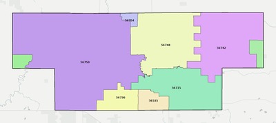 Red Lake County MN ZIP code boundaries map