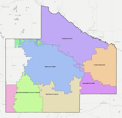 Redwood County MN school district boundaries map