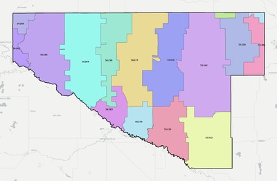 Renville County MN ZIP code boundaries map
