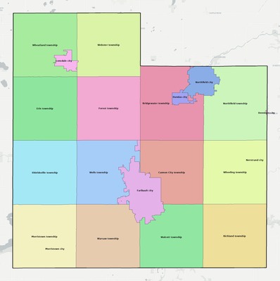 Rice County MN townships and subdivisions map