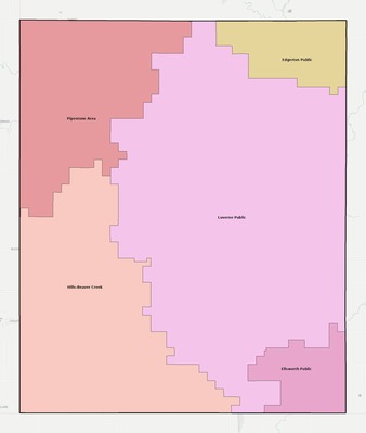 Rock County MN school district boundaries map