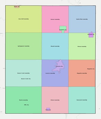Rock County MN townships and subdivisions map