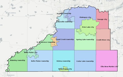 Scott County MN townships and subdivisions map