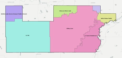 Sibley County MN school district boundaries map