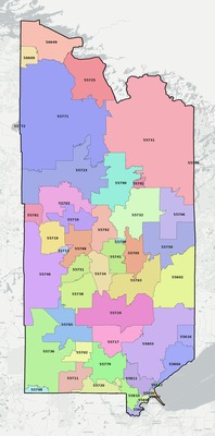 St. Louis County MN ZIP code boundaries map