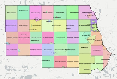 Stearns County MN townships and subdivisions map