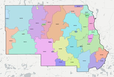 Stearns County MN ZIP code boundaries map