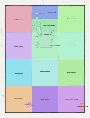Steele County MN townships and subdivisions map