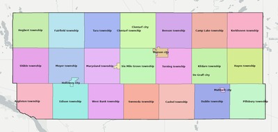 Swift County MN townships and subdivisions map