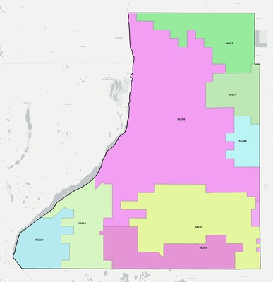 Traverse County MN ZIP code boundaries map