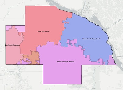 Wabasha County MN school district boundaries map