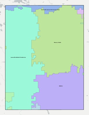Waseca County MN school district boundaries map