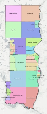 Washington County MN townships and subdivisions map