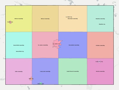Watonwan County MN townships and subdivisions map