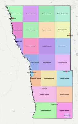 Wilkin County MN townships and subdivisions map