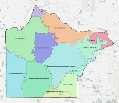 Wright County MN school district boundaries map