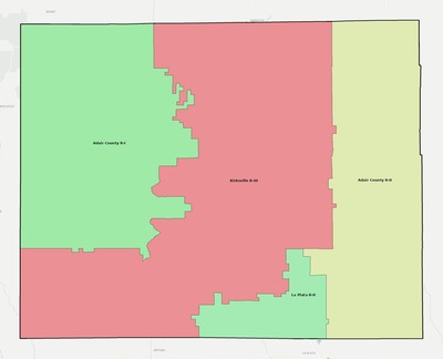 Adair County MO school district boundaries map