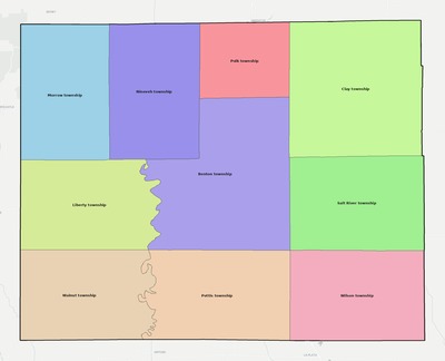 Adair County MO townships and subdivisions map