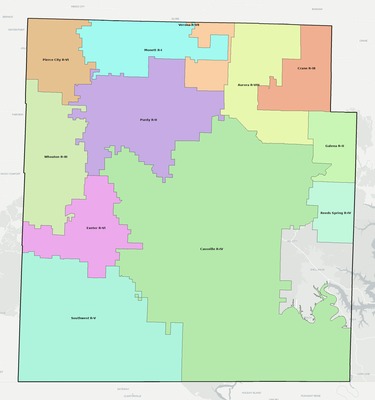 Barry County MO school district boundaries map