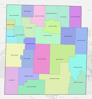 Barry County MO townships and subdivisions map