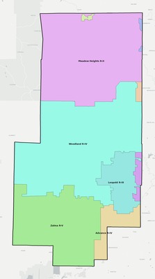 Bollinger County MO school district boundaries map