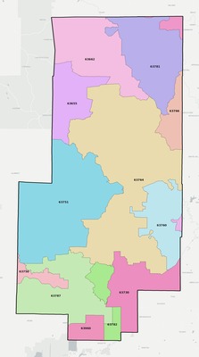 Bollinger County MO ZIP code boundaries map