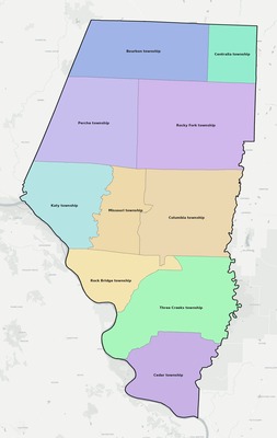 Boone County MO townships and subdivisions map