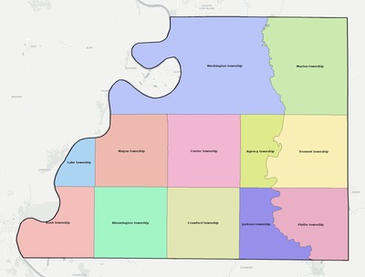 Buchanan County MO townships and subdivisions map
