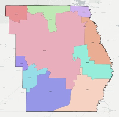 Butler County MO ZIP code boundaries map
