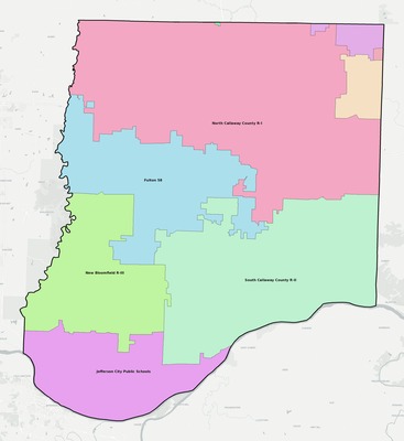 Callaway County MO school district boundaries map