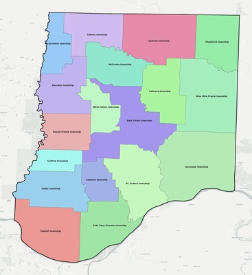 Callaway County MO townships and subdivisions map