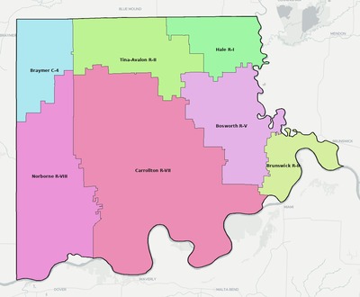 Carroll County MO school district boundaries map