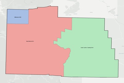 Carter County MO school district boundaries map