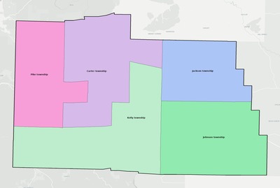 Carter County MO townships and subdivisions map