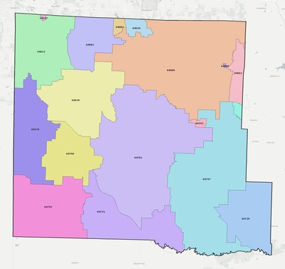 Cass County MO ZIP code boundaries map