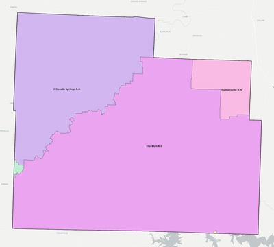 Cedar County MO school district boundaries map