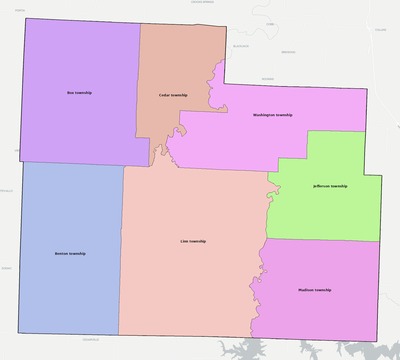 Cedar County MO townships and subdivisions map