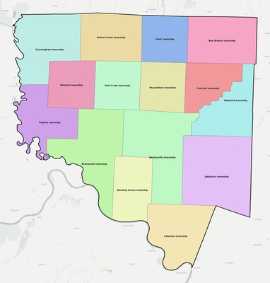Chariton County MO townships and subdivisions map