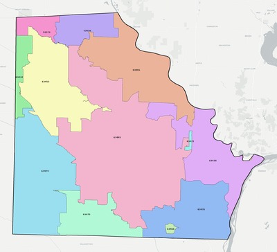 Clark County MO ZIP code boundaries map