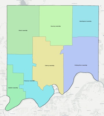 Clay County MO townships and subdivisions map