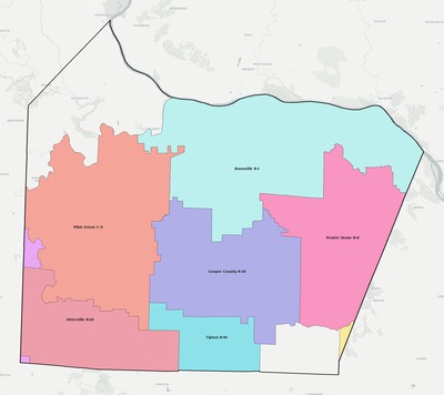 Cooper County MO school district boundaries map