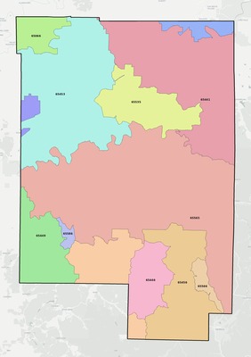 Crawford County MO ZIP code boundaries map