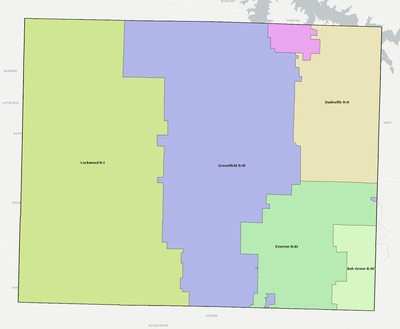 Dade County MO school district boundaries map