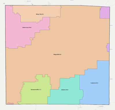 DeKalb County MO school district boundaries map