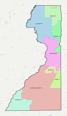 Dunklin County MO school district boundaries map