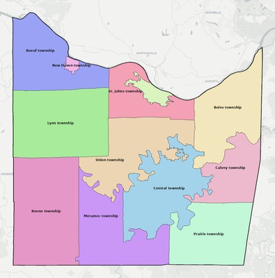 Franklin County MO townships and subdivisions map