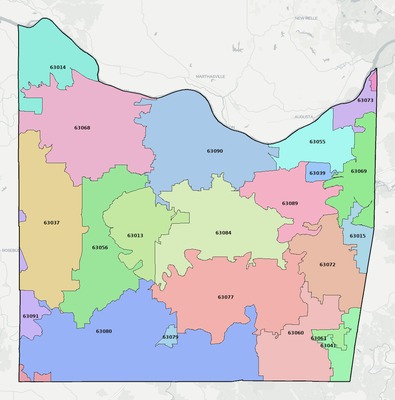 Franklin County MO ZIP code boundaries map